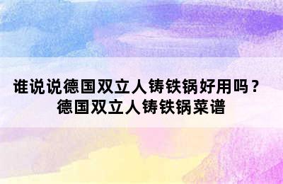 谁说说德国双立人铸铁锅好用吗？ 德国双立人铸铁锅菜谱